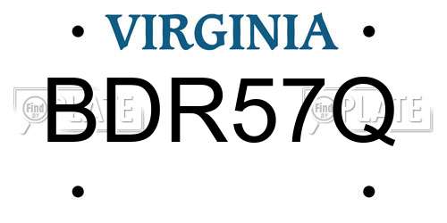BDR57Q Virginia License Plate