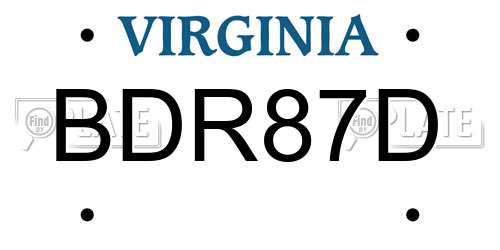 BDR87D Virginia License Plate