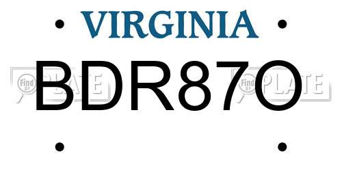 BDR87O Virginia License Plate