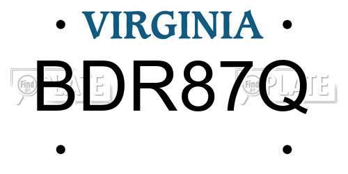BDR87Q Virginia License Plate