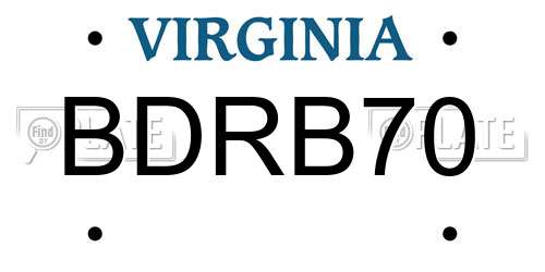BDRB70 Virginia License Plate