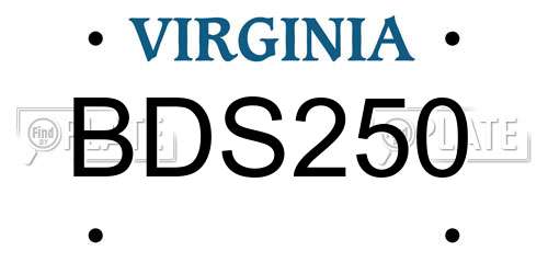 BDS250 Virginia License Plate