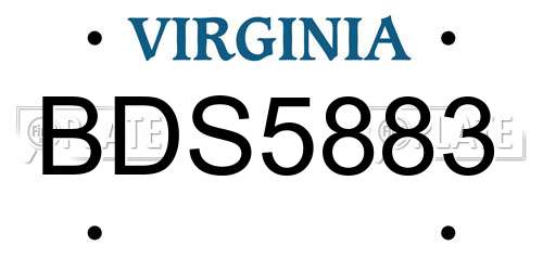 BDS5883 Virginia License Plate