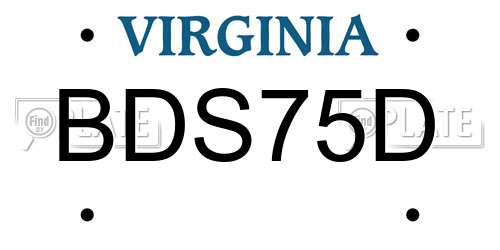 BDS75D Virginia License Plate
