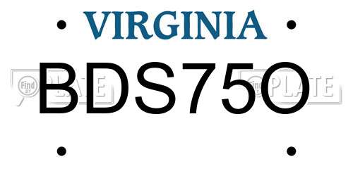 BDS75O Virginia License Plate