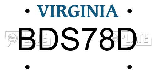 BDS78D Virginia License Plate