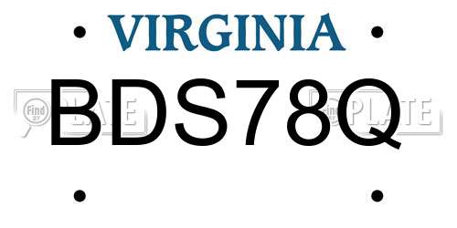 BDS78Q Virginia License Plate