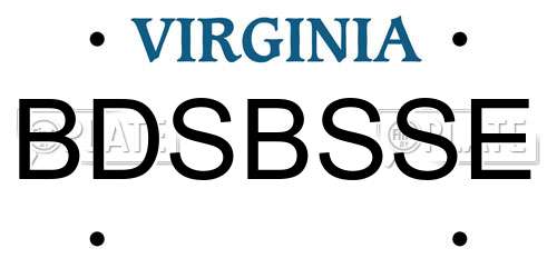 BDSBSSE Virginia License Plate