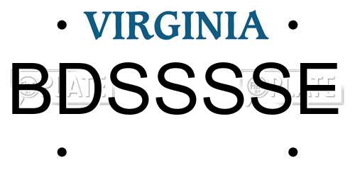 BDSSSSE Virginia License Plate