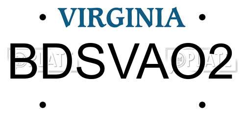 BDSVAO2 Virginia License Plate