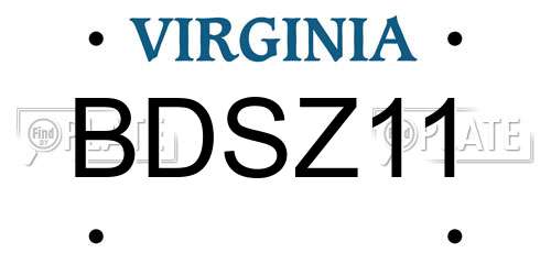 BDSZ11 Virginia License Plate