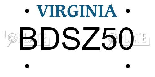 BDSZ50 Virginia License Plate