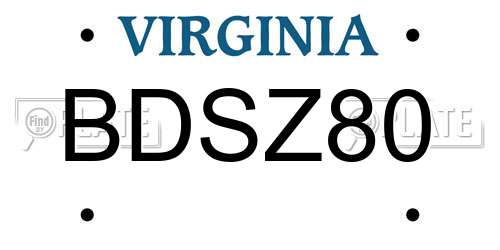 BDSZ80 Virginia License Plate