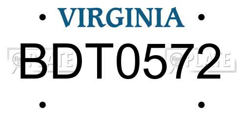 BDT0572 Virginia License Plate