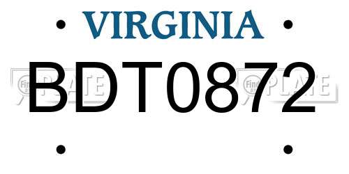 BDT0872 Virginia License Plate