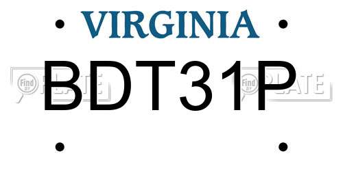 BDT31P Virginia License Plate