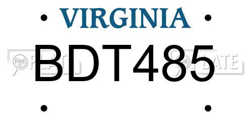 BDT485 Virginia License Plate