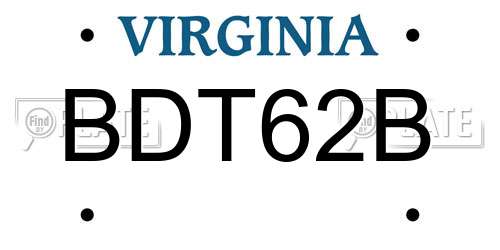 BDT62B Virginia License Plate
