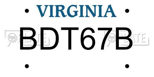 BDT67B Virginia License Plate