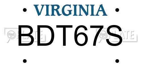 BDT67S Virginia License Plate