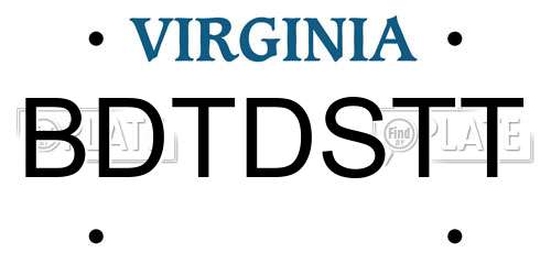 BDTDSTT Virginia License Plate