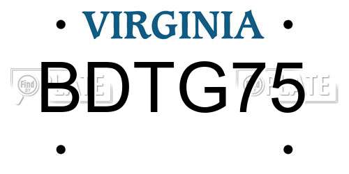 BDTG75 Virginia License Plate