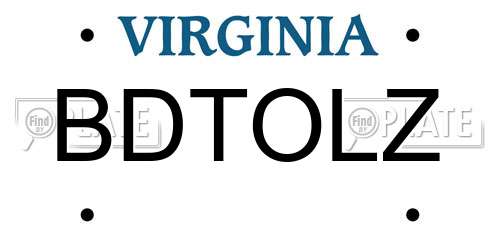 BDTOLZ Virginia License Plate
