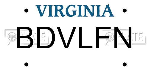BDVLFN Virginia License Plate
