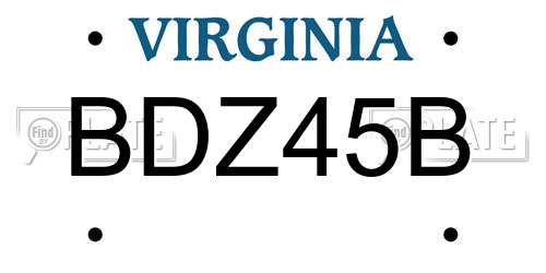 BDZ45B Virginia License Plate