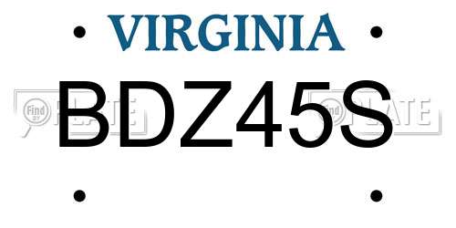 BDZ45S Virginia License Plate