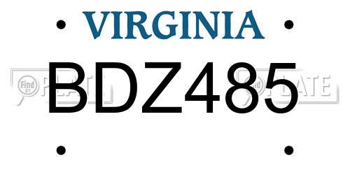 BDZ485 Virginia License Plate