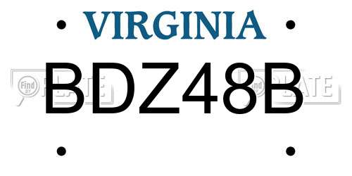 BDZ48B Virginia License Plate