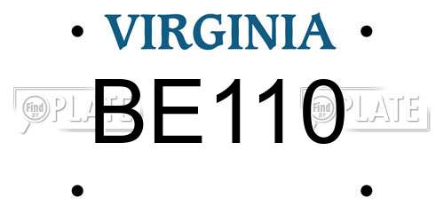 BE110 Virginia License Plate