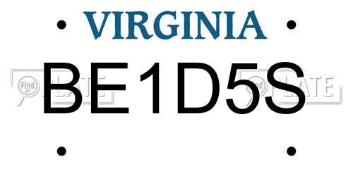 BE1D5S Virginia License Plate