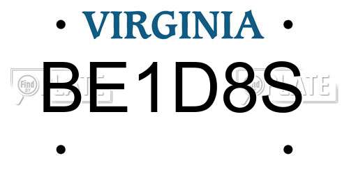 BE1D8S Virginia License Plate