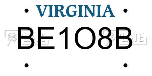 BE1O8B Virginia License Plate