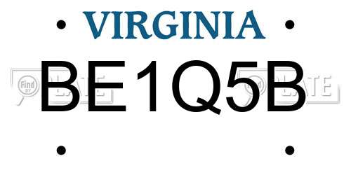 BE1Q5B Virginia License Plate