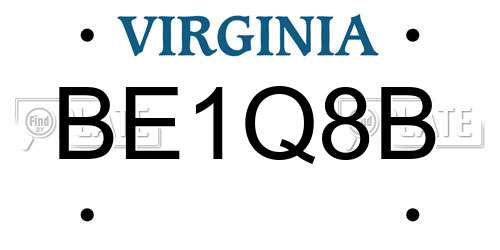 BE1Q8B Virginia License Plate