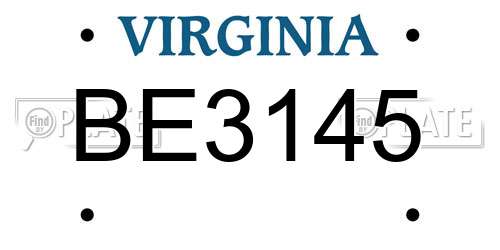 BE3145 Virginia License Plate