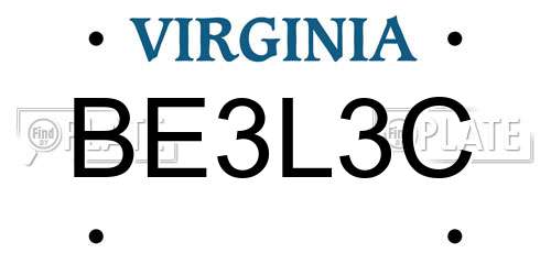BE3L3C Virginia License Plate