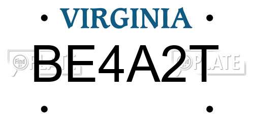 BE4A2T Virginia License Plate