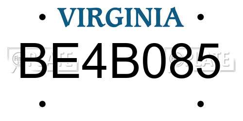 BE4B085 Virginia License Plate
