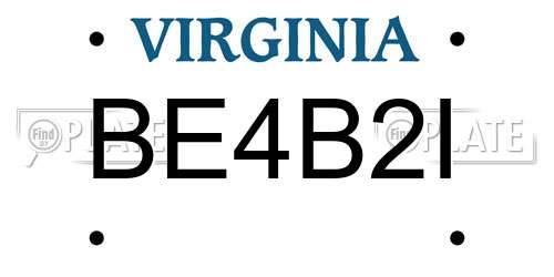 BE4B2I Virginia License Plate