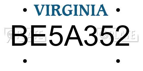 BE5A352 Virginia License Plate