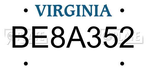 BE8A352 Virginia License Plate