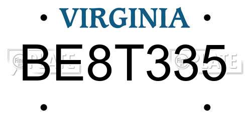 BE8T335 Virginia License Plate