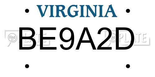 BE9A2D Virginia License Plate