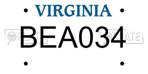 BEA034 Virginia License Plate
