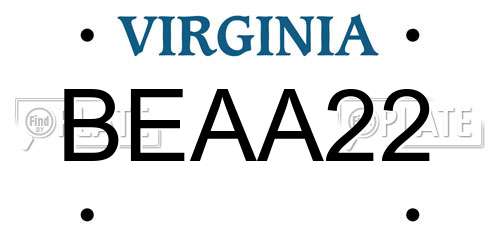 BEAA22 Virginia License Plate