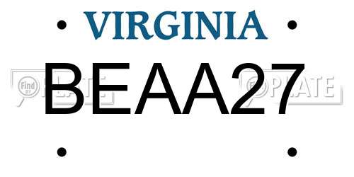 BEAA27 Virginia License Plate